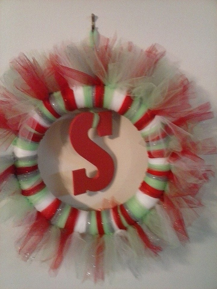 Christmas Tulle Initial Wreath