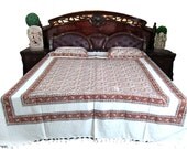 India Handmade Handloom Cotton Bed Covers 3pc Set-Free Shipping