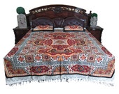 Indian Ethnic Throw Bedcover Cotton Handloom Bedding Inspired Galicha Printed
