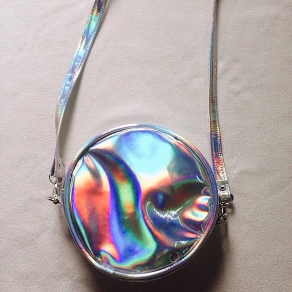 Holographic Round Bag Hologram Cross Body Purse Silver Pouch
