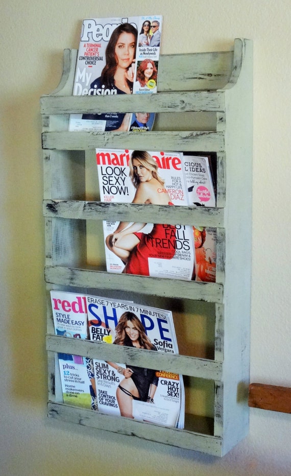 Magazine Rack Magazine Shelf Magazine by WoodenCrateGallery