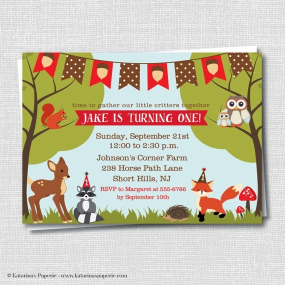 Woodland Themed Party Invitations 1