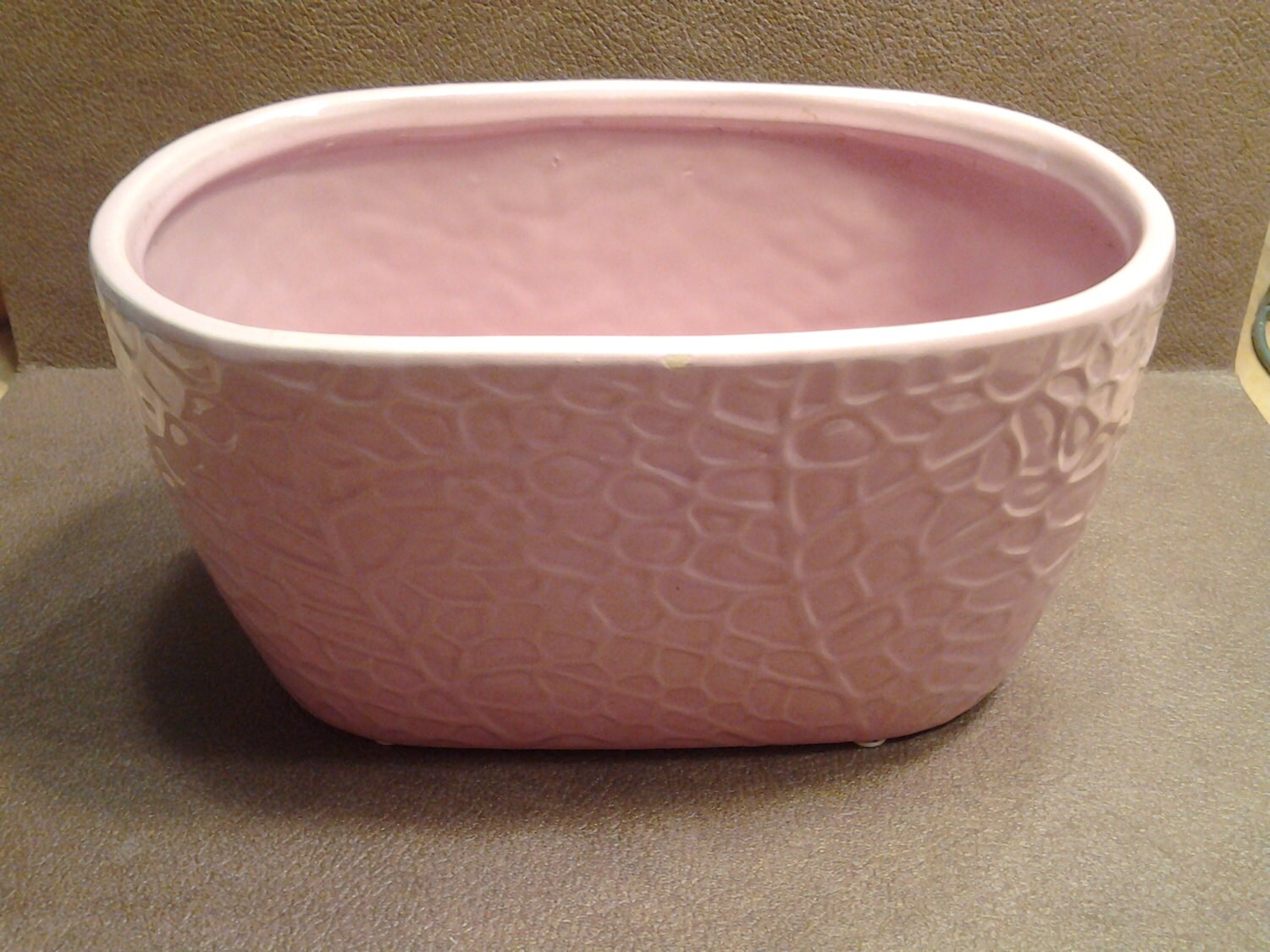 On Sale Cottage Style Large  Pink Pottery Oval  Planter  with