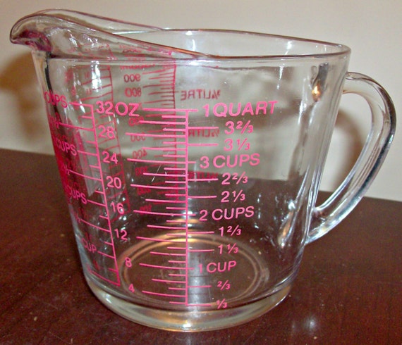 Vintage Quart Liter Measuring Glass Cup