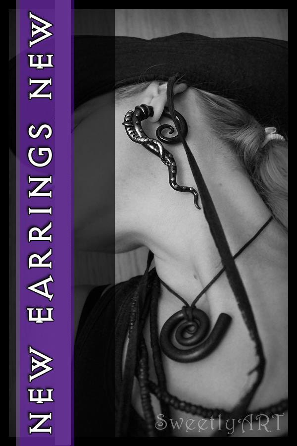 Fake gauge earrings black gauge tribal style fake ear plug