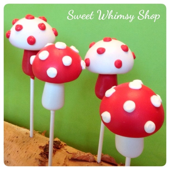 12 Toadstool Mushroom Cake Pops for Woodland Forest Fairy
