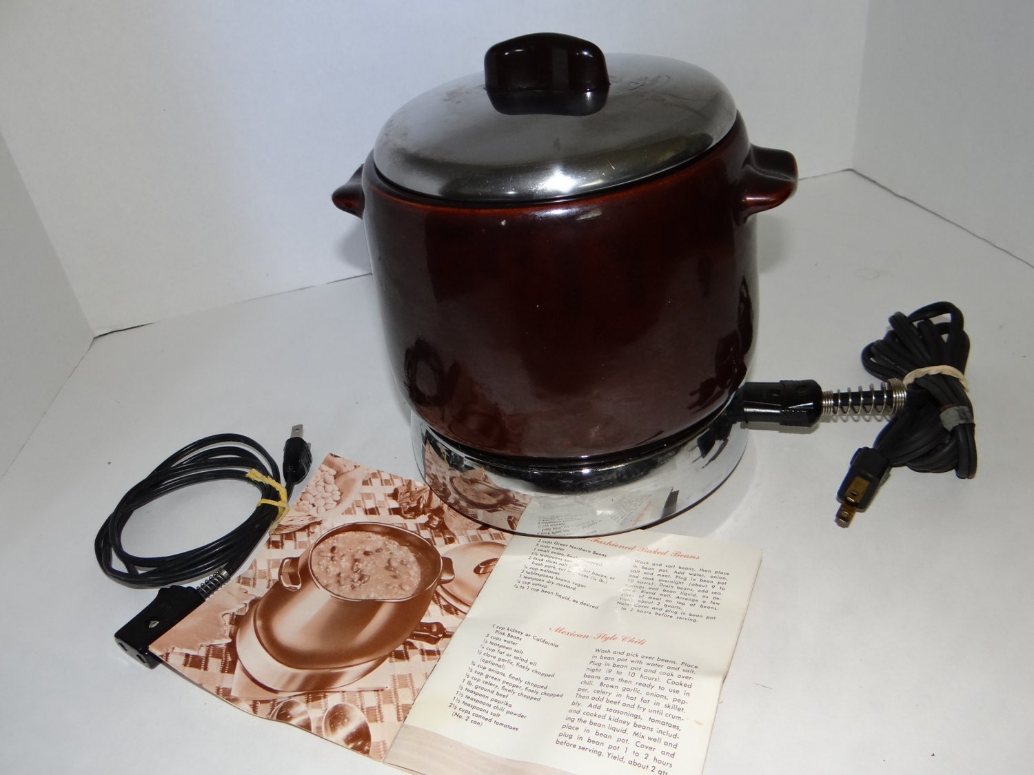 Vintage West Bend Electric Bean Crock Pot/Warmer/Crock