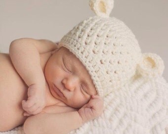 Baby Boy Hat, Baby Boy Beanie, Bear Crochet Hat, Baby Bear Hat, Newborn Bear Hat, Photo shoot Prop, Baby Girl Hat, Crochet Bear Hat