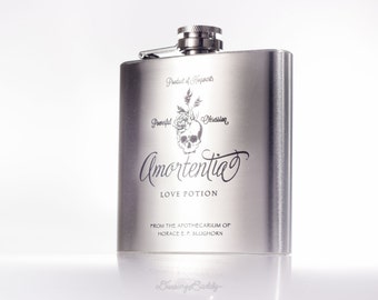 Amortentia Love Potion Flask, inspired by Harry Potter - Laser Engraved Hip Flask