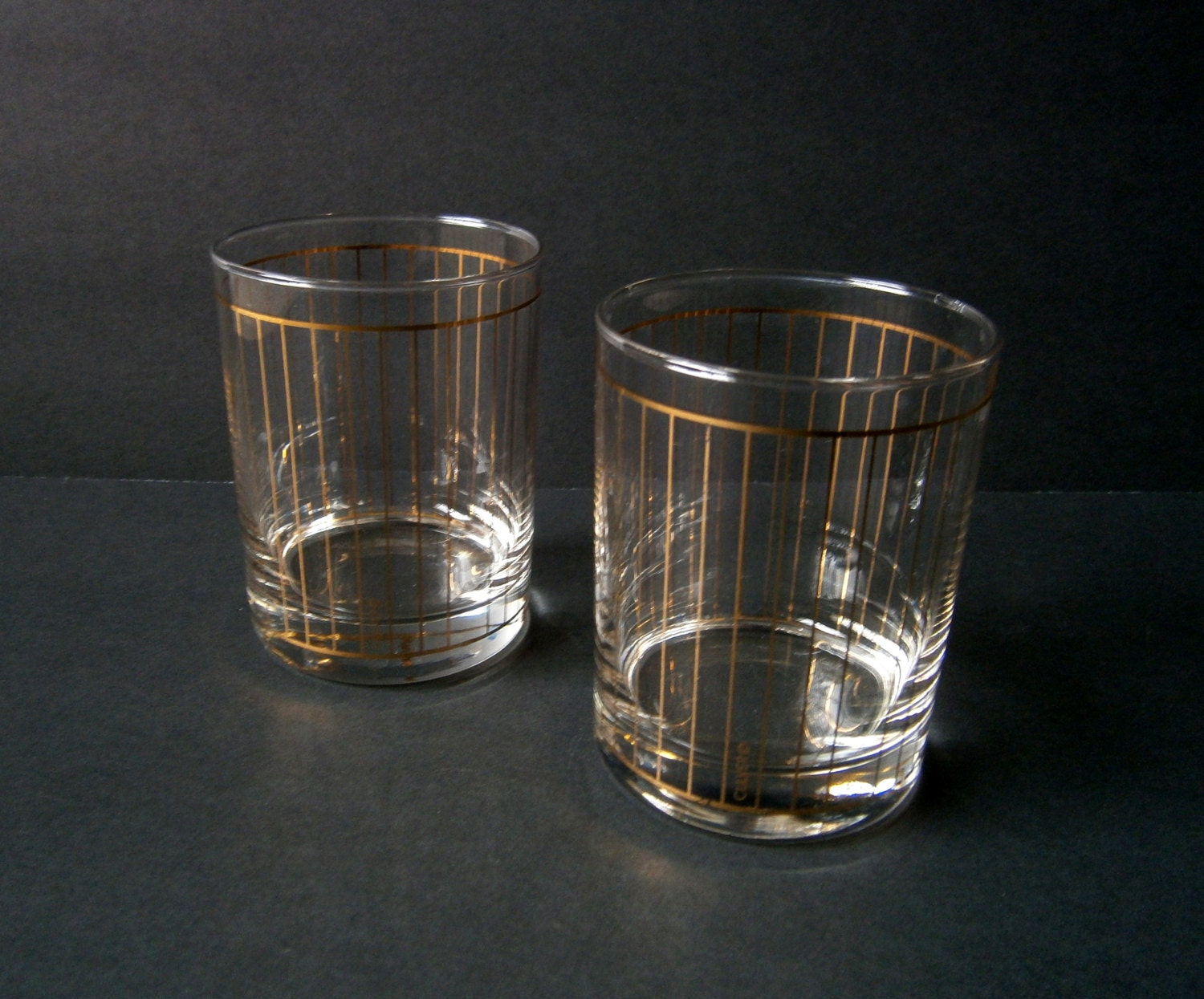 2 Culver Gold Pinstripe Lowball Glasses Mid Century Barware Haute Juice