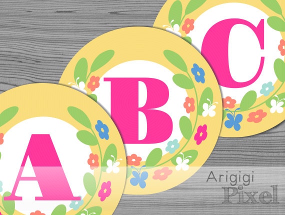 spring banner letter alphabet a z numbers 0 9 printable spring