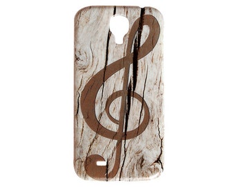 Treble Clef Musical Note Wooden Design for Samsung S4 Galaxy Case S5 Music Brown Cover Wood Decorate Hard Plastic Simple Print Quality c108