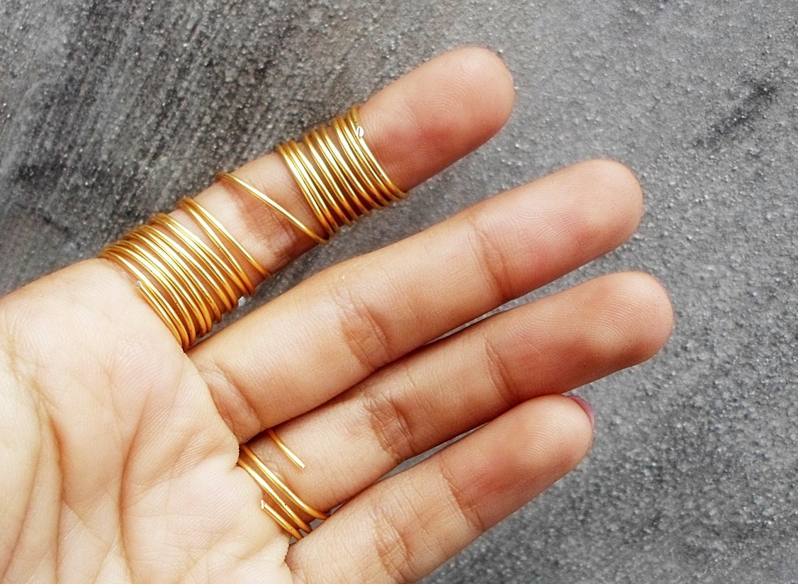 24 Stacking Rings Gold Full Finger Ring Coil Dainty