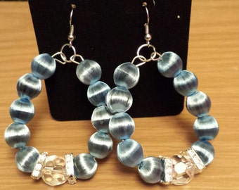 Vintage silk dangle earrings with rhinestone spacers