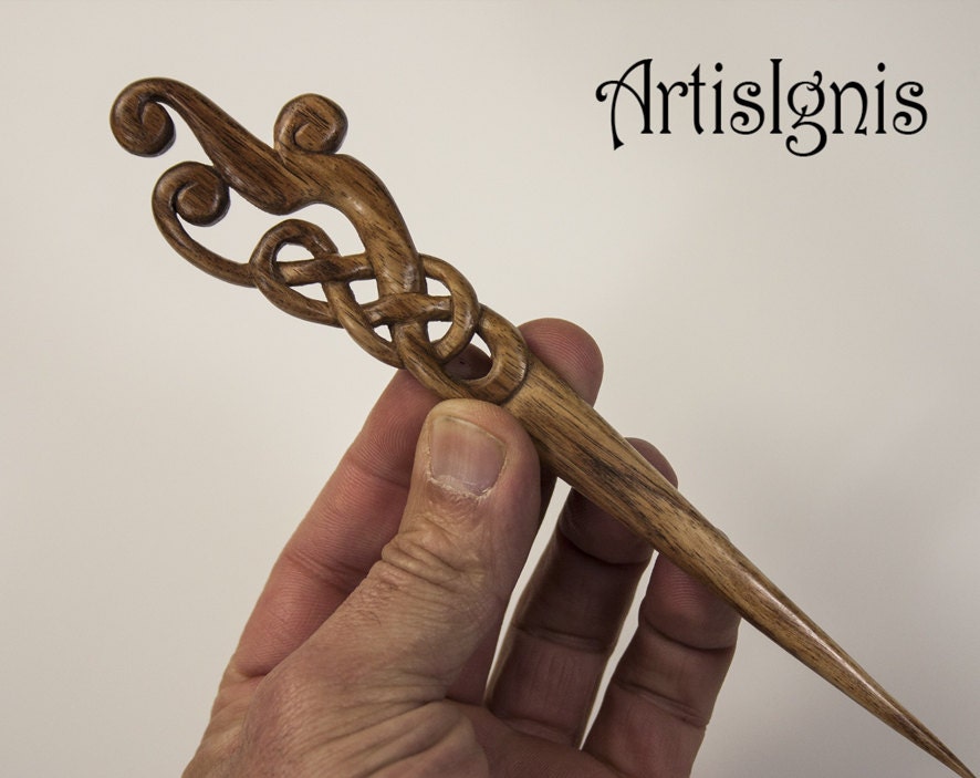 Wood Hair Stick Celtic Hair Dagger Handmade Hair