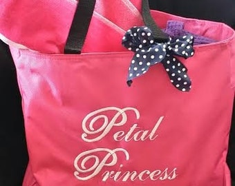 FLOWER GIRL Gift Bag, Petal Princess, Princess of Petals, one side of bag, Bow on bag is extra, Girls personalized bag