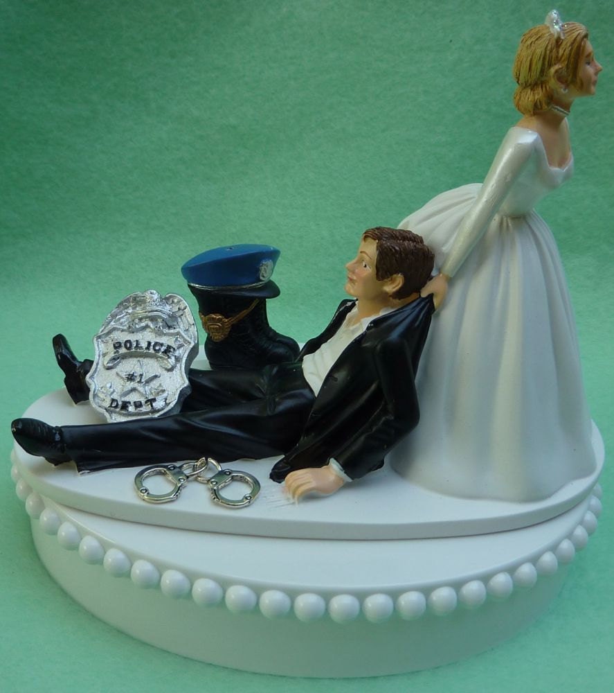  Wedding  Cake  Topper  Policeman  Boot Cap Hat Badge Handcuffs