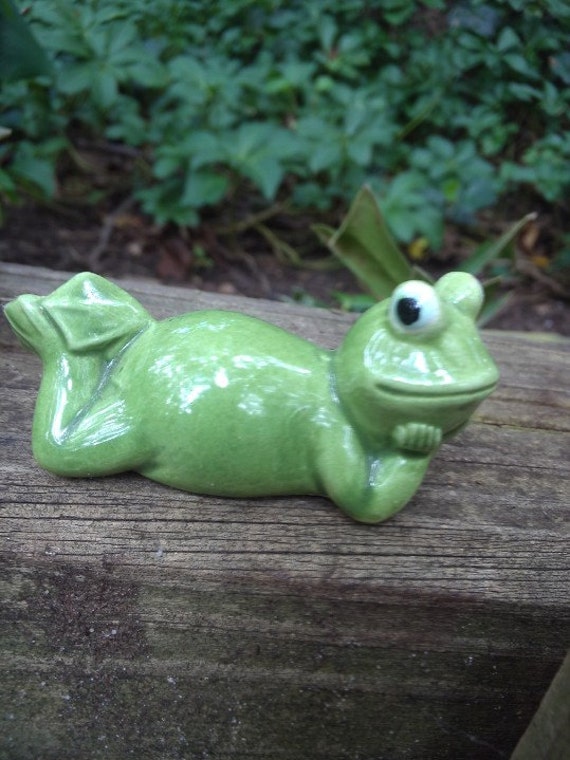 tiny ceramic frog