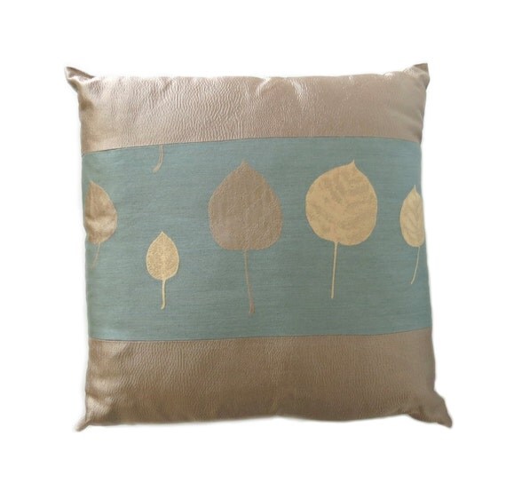 DECORATIVE PILLOW in Green and Gold Decorative by MARiSOLcrafts