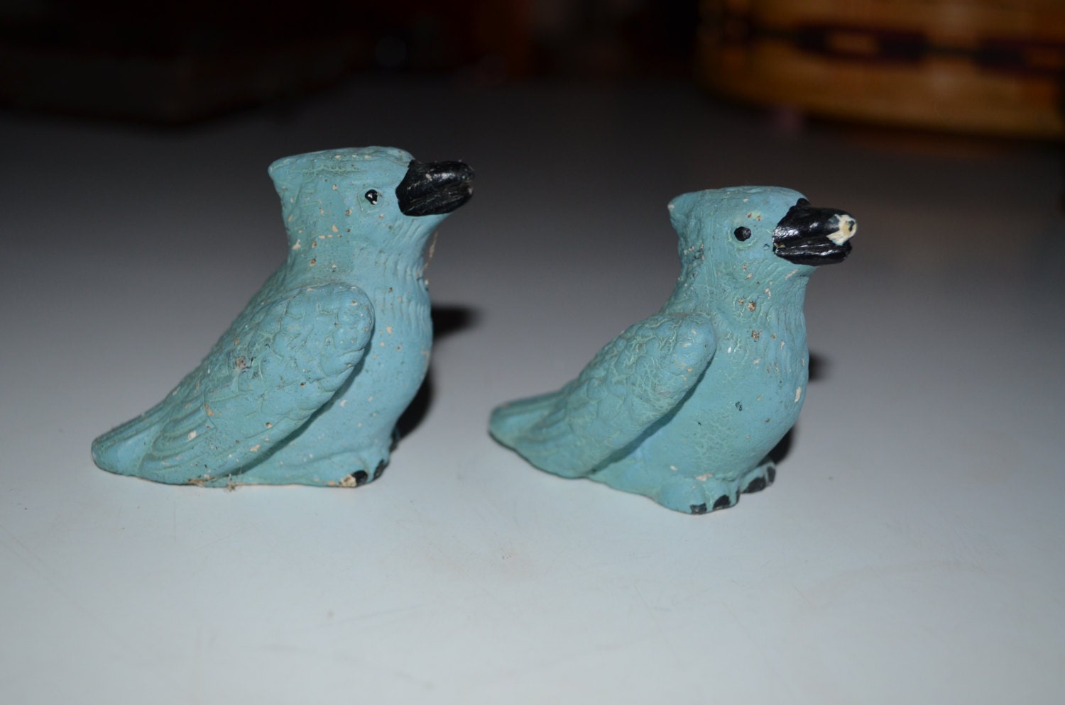 Vintage Chalkware blue Jay Salt And Pepper Shakers Haute Juice