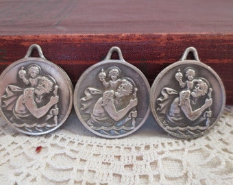 Vintage French Souvenir Medals, St. Christopher, Advertising Medals, Bordeaux Bijouterie Industriel