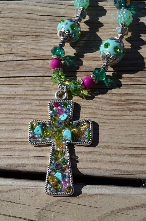 Cross Chunky Necklace Necklace Children by LyricsButtonTree