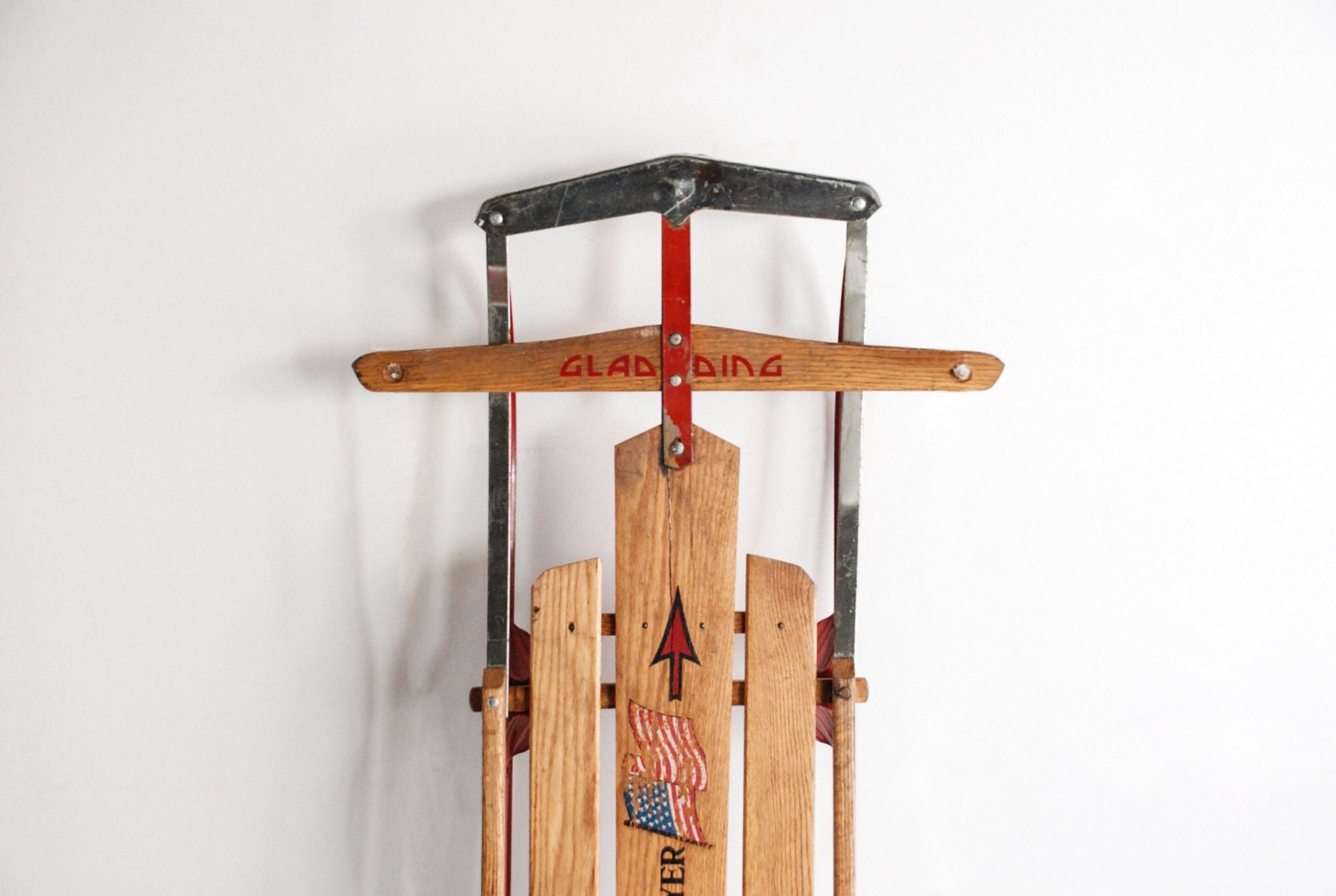 vintage wooden sled snow sled runner sled Gladding American