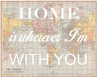 Wherever You Go Map Print all your heart vintage map poster