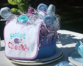 Sweet Cheeks Diaper Cake With Lollipop Washcloths - Purple and Blue - Boy Diaper Cake Sweet Cheeks Diaper Cake With Lollipop Washcloths - Purple and Blue - Boy Diaper Cake
