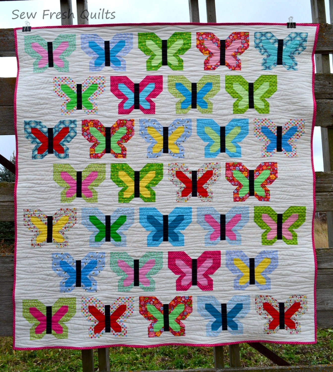 Butterfly Quilt Pattern PDF Instant Download Solids Or