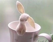 Pocket rabbit, happy soft felt LoveLingZ bunny to be with you-  Gift Idea