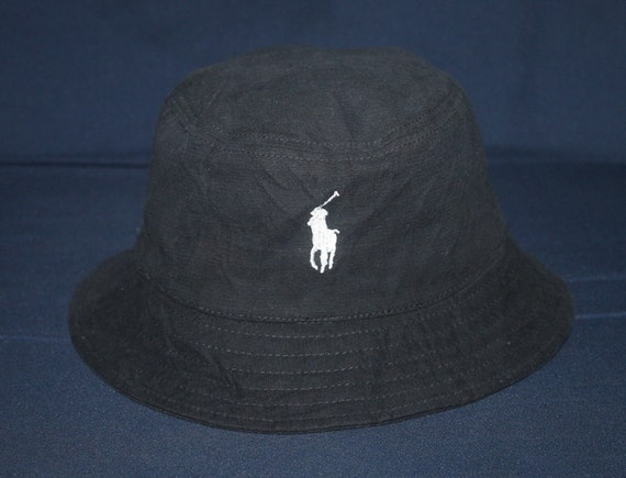 Vintage Polo Ralph Lauren Bucket Hat Black Classic Pony