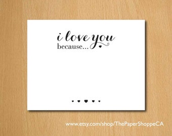Items similar to Printable &amp; Customizable Blank "I Love You Because ...