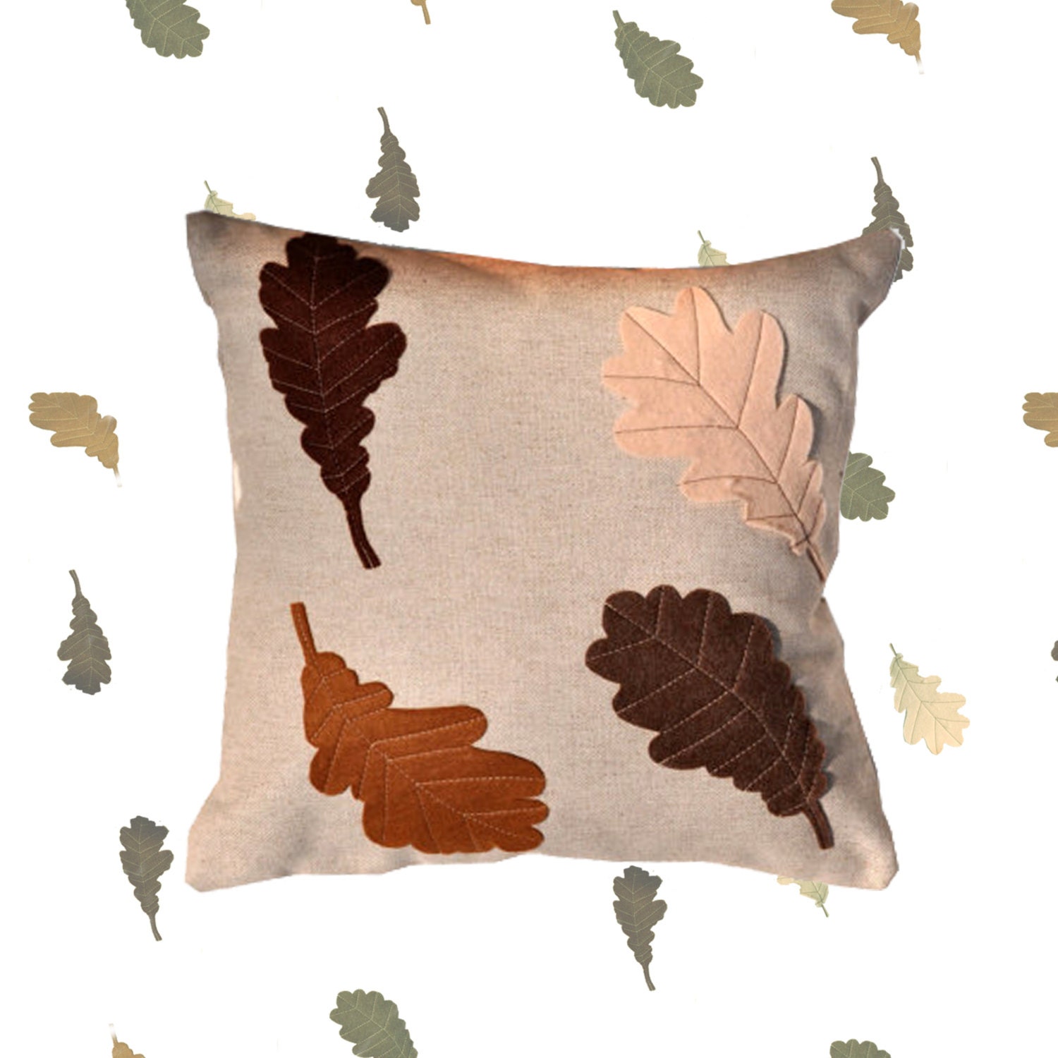 Autumn fall pillow oak pillow brown oak leaves by AgaArtFactory