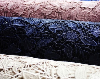 Floral Guipure Lace fabric, elegant Flower Embroidery, Chemical Lace Fabric, 15