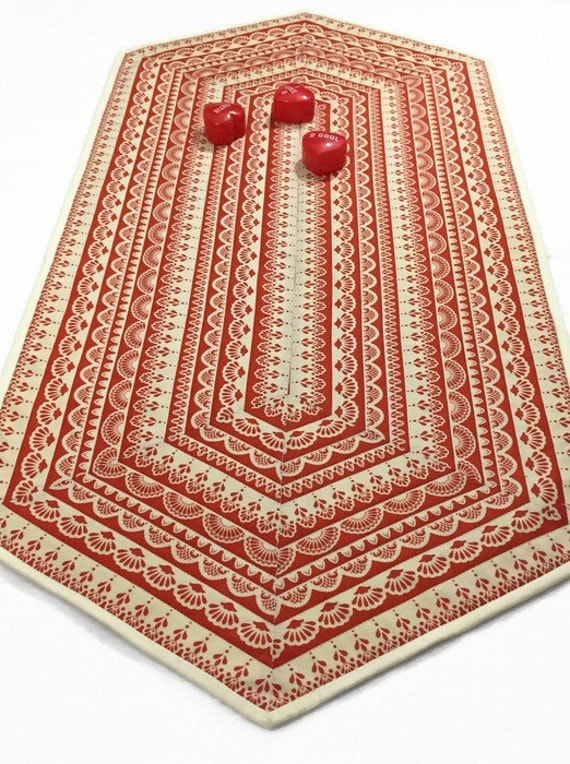 Large Valentine Table Runner Quilted Lace Tablerunner