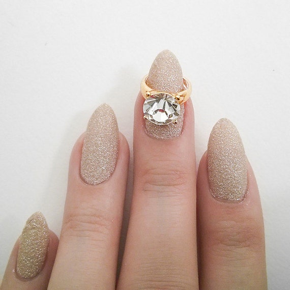 Pcs Large Gold Diamond Ring Metallic Nail Charm