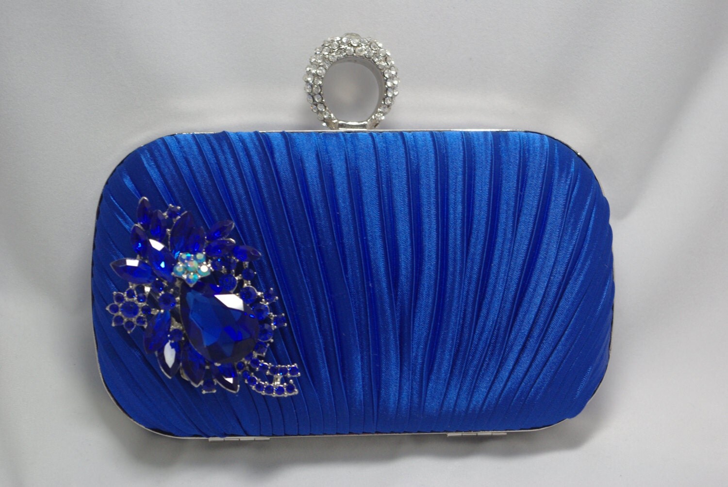 Royal Blue Clutch Crystal Wedding Handbag Sapphire Blue