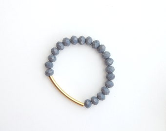 Gray glass beads bracelet. Statement Bracelet