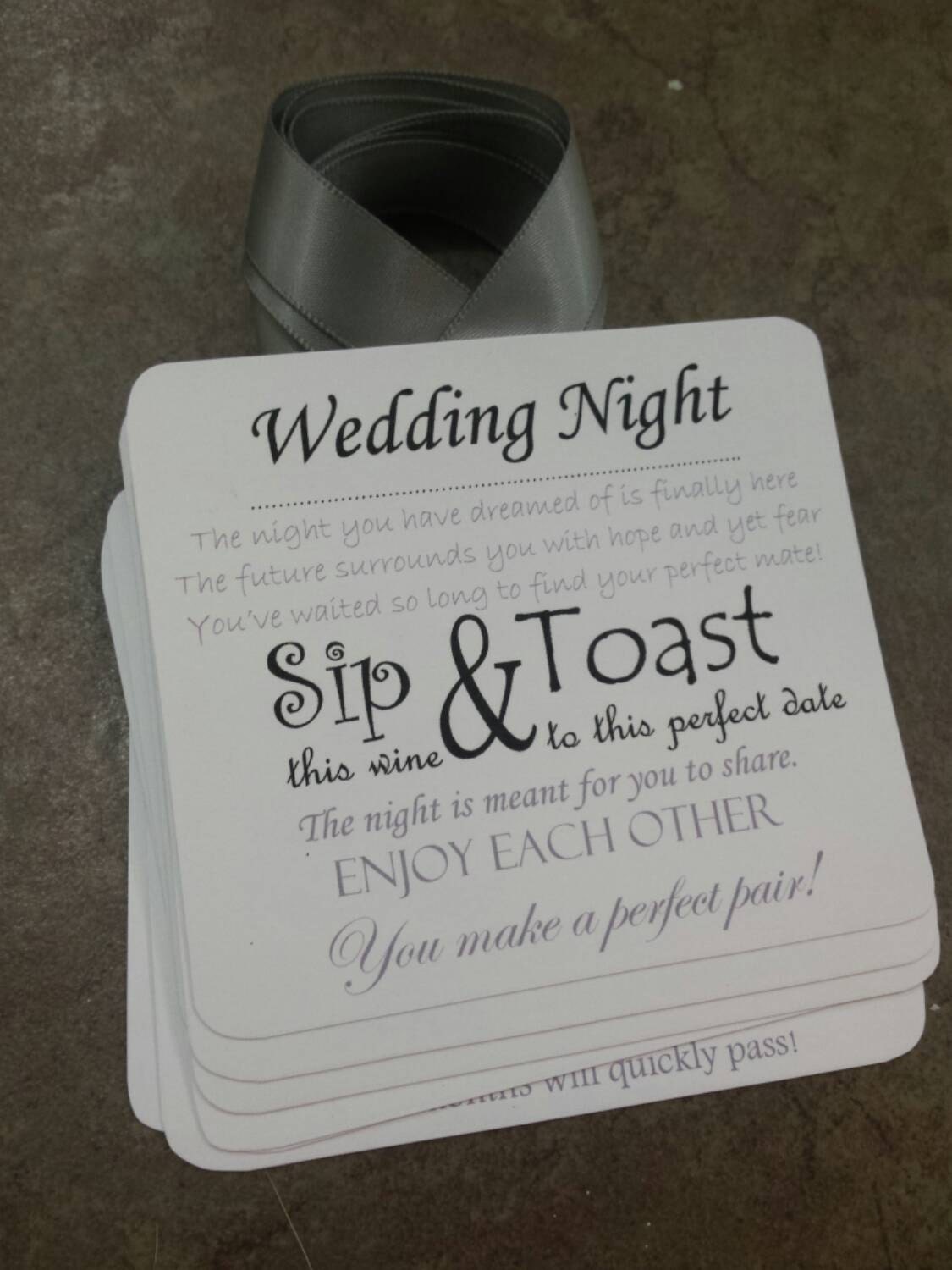 Wedding Wine Poem Tags / Black and Silver