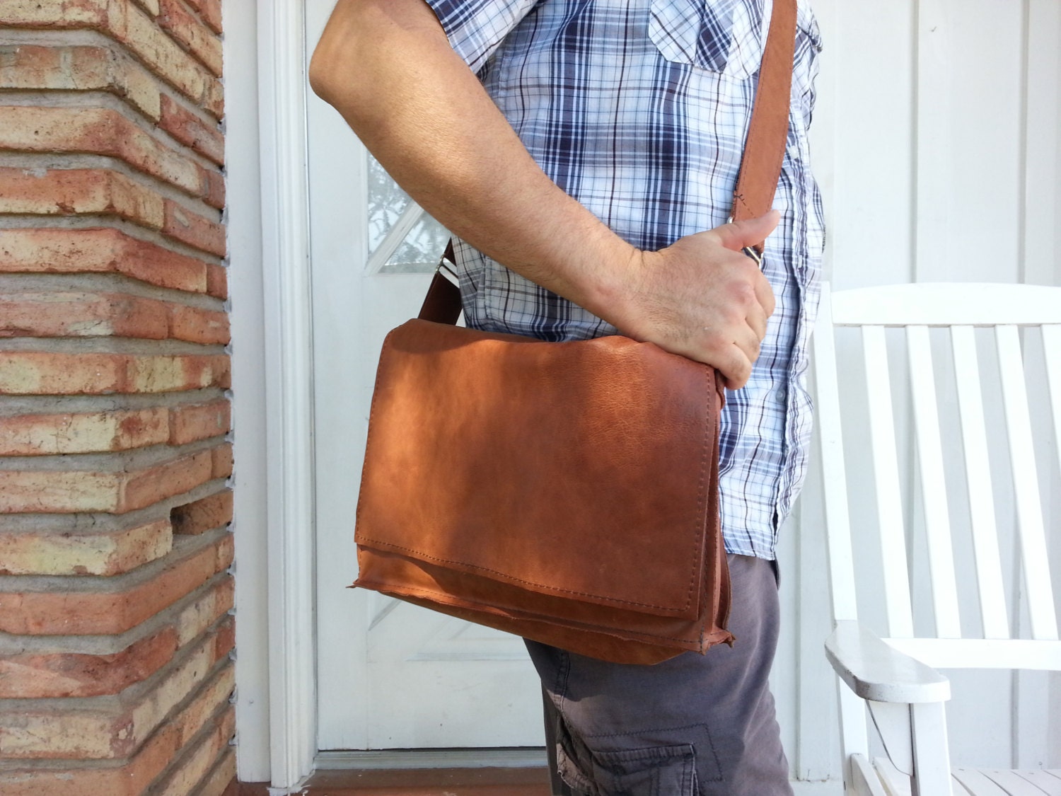 Black Walnut Leather Satchel Made in the USA by MarbleHillStudio