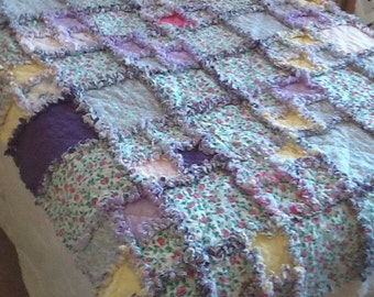 Pastels and flowers flannel large rag throw