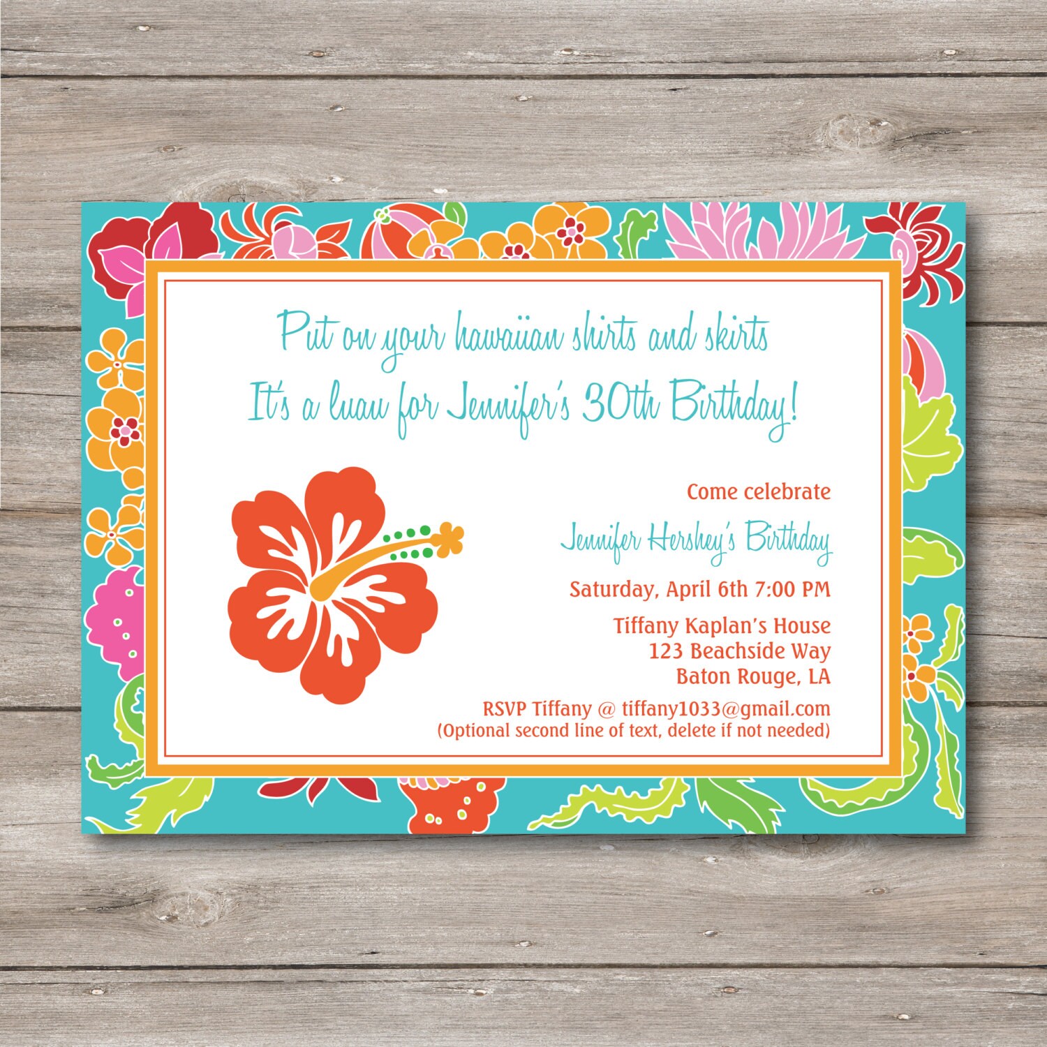Luau Invitation with Editable Text Printable Hawaiian Luau