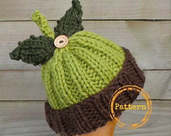 Items similar to Knitting Pattern Hat - Little Acorn Hat ...