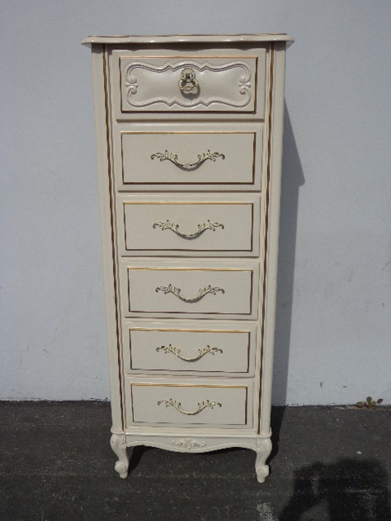 French Provincial Lingerie Chest Tall Dresser Drawers Bedroom