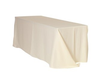 90 x 132 Inch Rectangular Polyester Tablecloth Ivory | Wedding Tablecloths
