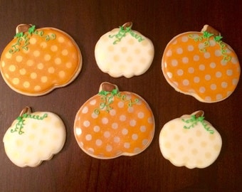 Polka dot Glitter Pumpkin Custom Sugar Cookie! Priced per dozen!