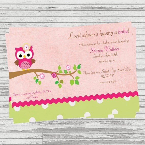 Owl Baby Shower DIGITAL Invitation.