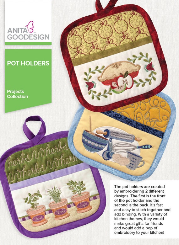 Machine Embroidery Design Pot Holder  Designs  on CD Rom