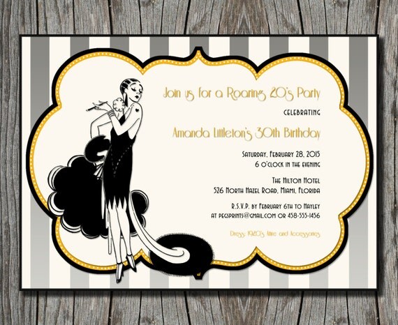 Roaring 20s Invitation - 1920s Birthday Invitation (Printable) by Peg's ...